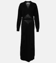 [Christopher Esber] Christopher Esber Gathered cutout wool and cashmere maxi dress AU 6 black