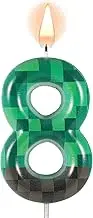 TNT Themed Birthday Candles for Cake, Green Number Birthday Candles Pixel Dynamite Birthday Candles TNT Cake Toppers for Wedding Baby Shower Video Game Party Supplies Decoration(Number 8)