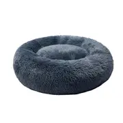 Pawz Pet Dog Calming Bed Warm Soft Plush Round Comfy Sleeping Washable DarkGrey