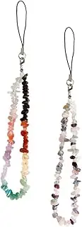 Uonlytech 2pcs Multi Function Phone Lanyard Delicate Beaded Phone Charm Strings for Everyday Use Prevents Loss Stylish Wrist Strap Bags and Luggage