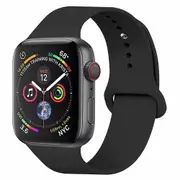 For Apple Watch iWatch Series SE 44mm Silicone wristband Loop Strap wrist Band (Black- Large Size)
