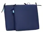 New Outdoor Indoor Dining Chair square foam patio Seat Cushions, Set of 2- BLUE