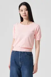 Half Sleeve Knit Light Pink