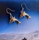 Silver Dolpin Earrings Dangles Small Stirling Silver Hooks Fish Ocean Beach