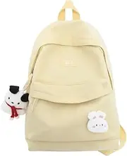 [SANDIAO] Kawaii Backpack with Cute Accessories Lightweight Waterproof Travel Casual Daypack Cute Backpack (Yellow)-326