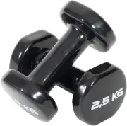 Orbit Vinyl Dipped Hand Weight Dumbbells, Black, 2.5 Kg