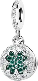 [QeenseKc] Lucky Four-Leaf Clover Charm Good Luck Bead for European Bracelet
