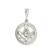 14k White Gold Polished Flat-Backed Small Masonic Charm