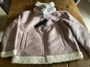 REPLAY WOMENS SHORT SHEEPSKIN JACKET COAT BRAND NEW SIZE SMALL PINK G1