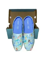 Toms In Box Alpargata Pastel Blue Mermaid Party Print Canvas Slip On Womens 6