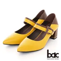 在飛比找momo購物網優惠-【bac】配色兩穿後踩金屬粗跟瑪莉珍鞋(黃色)