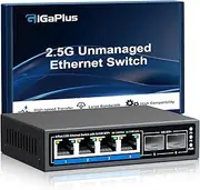 GiGaPlus 6 Port 2.5Gb Unmanaged Ethernet Switch with 4* 2.5G Base-T Ports, 2* 10G SFP+ Ports. 2.5Gbps Network Switch for 2.5Gbps NAS/PC, WiFi6 Router, Wireless AP