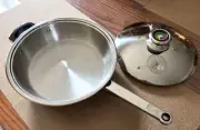 Frying pan, surgical stainless teel, multi ply 12 element bottom, 2 handles new