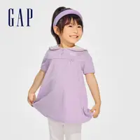 在飛比找蝦皮商城優惠-Gap 女幼童裝 Logo翻領短袖洋裝-紫色(890469)