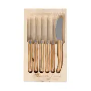 Jean Neron Laguiole 6 Piece Butter/Pate Knife Set - Olive Wood
