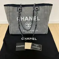 在飛比找蝦皮購物優惠-CHANEL 香奈兒 肩背包 托特包 帆布 deauvill