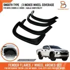 3" Matteblack Slim Fender Flares Set FIT Mitsubishi Triton L200 MR 2019-2022