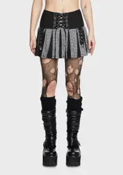 [Tripp NYC] Black And White Pleated Garter Skirt