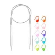 Knitting Needles Size US 9 Stainless Steel 16" Circular Needle with Needle