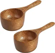 2pcs Wooden Measuring Spoon Acacia Wood Spoon Mini Coffee Bean Milk Powder Spoon