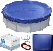 Winter Pool Cover 21 ft Round for Above Ground | Extra Thick & Durable Above-Ground Pool Cover | Sapphire Series of Premium Cold- and UV-Resistant Pool Cover | by Yankee Pool Pillow