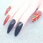 Red Black Gold Animal Print Long Stiletto Set Press On Nails Handmade Hard Gel