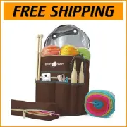 20-Piece Beginner Knitting Kit with Signature Yarn Bag in Chocolate - Stylish...