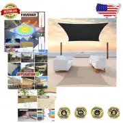 Heavy-Duty Black UV Block Sun Shade Sail - 6' X 14' Rectangle Waterproof Canopy
