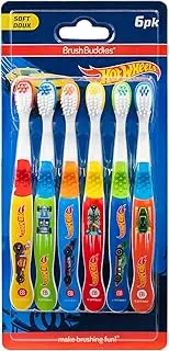 Brush Buddies 6-Pack Hot Wheels Toothbrush for Kids, Soft Bristle, Ages 2-4, Multicolor
