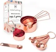 Copper Measuring Cups and Spoons Set - Metal Standard,