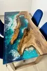 Ocean Epoxy Resin Table | Custom Live Edge Dining Table | Personalized Resin Art