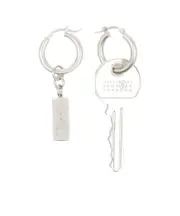 MM6 Maison Margiela Tag And Key Pendant Hoop Drop Earrings One size silver-tone
