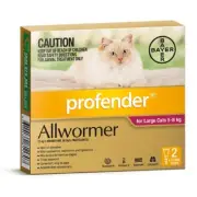 Profender for Large Cat 5-8kg kills hookworm, tapeworm and lungworm 2 pack