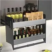Heavy-Duty Upper Storage,Pull-down Lifting Seasoning Rack,2-Tier Wall Shelving,Space Saving for Home Bar Cafe Cabinet(900mm)