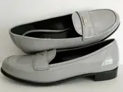 PRAD A MILANO AMAZING RARE GREY PATENT LOGO PENNY LOAFERS EU 41.5 I LOVE SHOES