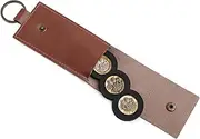 [Harts] Large Leather Coin Holder Key Ring Wallet with PVC Insert, 13.5 cm x 5.5 cm, Tan and Black, Holds 3 x £1 Coins, Tan Brown, Classic Coin Holder