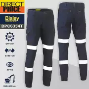 Bisley Cuffed Pants Work Flex & Move Stretch Cargo Hi Vis Taped Comfort BPC6334T