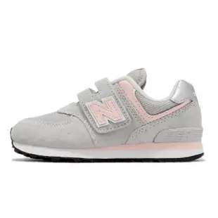 【NEW BALANCE】休閒鞋 574 Wide 童鞋 中童 灰 粉色 寬楦頭 經典 魔鬼氈 NB(PV574EVK-W)