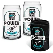 Port Adelaide Power AFL Set of 2 Can Shaped Glasses and Can Cooler Gift Set