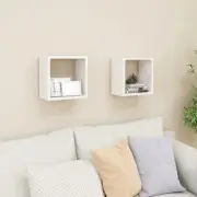High Gloss White Wall Cube Shelves Set of 2 26x15x26 cm Modern Decor Storage