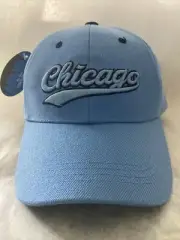 Chicago Hat Cap Blue Embroidered Hook and Loop Adjustable ~ New with Tags