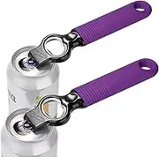 2-Pack Soda Can Opener and Beer Bottle Opener Bartender with Good Grip Silicone Handle, Pop Top Can Tab Opener for Long Nails, Bottle Opener for Arthritic Hand and Seniors, Purple