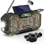 Emergency Radio Waterproof Bluetooth Speaker,Portable Digital AM FM Radio with Flashlight,Reading Lamp,Hand Crank NOAA Weather Radio with Solar Panel,5000mAH Cell Phone Charger,Emergency Survival Kit