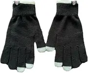 Fulham Gloves - Crested Winter Knitted Touchscreen Compatible, Black, One Size