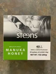 20 Sachets Steens MGO 40+ Raw Manuka Honey 20 x 0.35 oz Sachets Ex 11/25