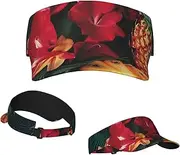 [RLDOBOFE] Sun Visor Hat Adjustable Empty Top Baseball Cap Flowers and Pineapple Sun Hats for Women Men Sunscreen Visor Caps Summer Beach Sports Hats Black, Black, One Size