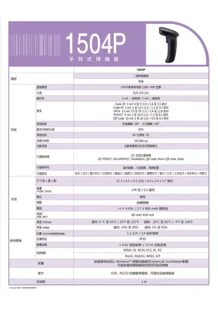 CIPHER LAB 1504P 手持式 掃描器 讀碼機