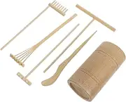 Abaodam 1 Set Zen Sand Rake Set Home Decor Mini Garden Rake Landscaping Rake Gardening Beach Gadgets Sand Table Rake Garden Leaf Sand Rake for Beach Sander Backing Pad Khaki Bamboo