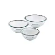 Pyrex 3 Piece Mixing Bowl Set Glass 1qt 15qt 25qt Freezer Microwave Safe