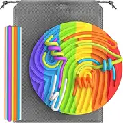 KEEPAQ Sensory Activity Board for Children 3+ and Adults, Sensory Board Toy for Calming, Stress Anxiety, ADHD and Autism, Silicone Fidget Cushion and 13 Threads with Portable Travel Bag